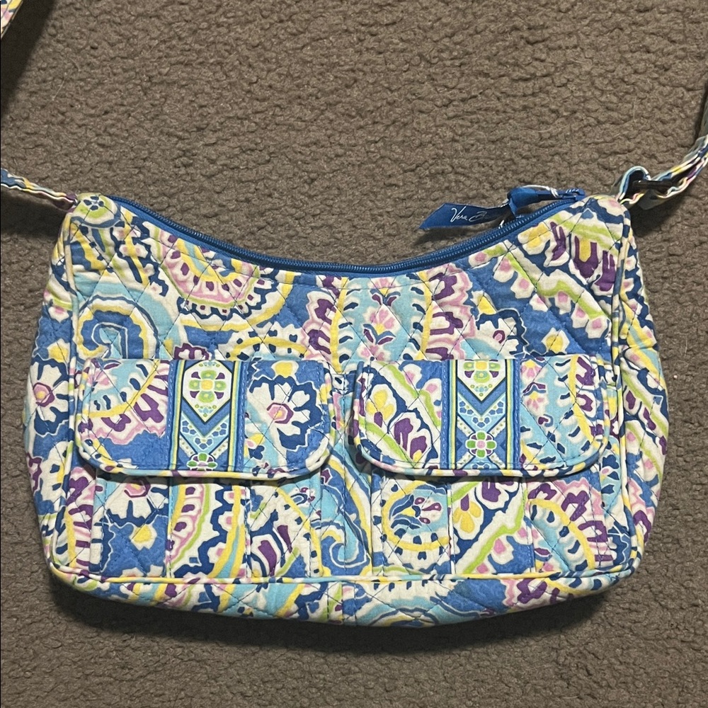 Vera Bradley Blue and Yellow Paisley Shoulder Bag